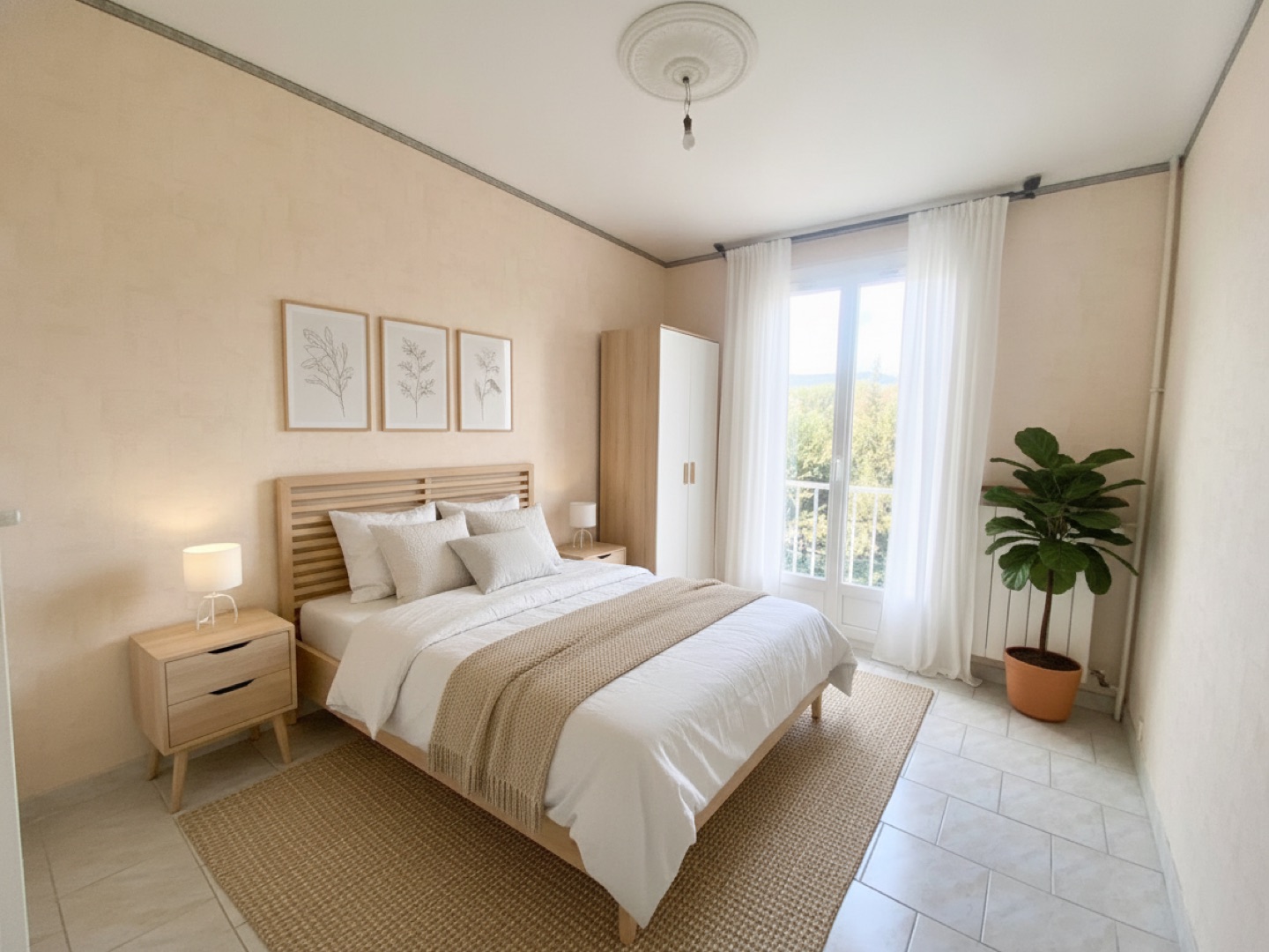 La même chambre meublée par l'IA